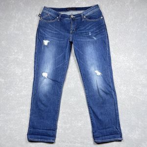 Rock & Republic Jeans Womens Size 8 Blue Denim Distressed Straight Pockets